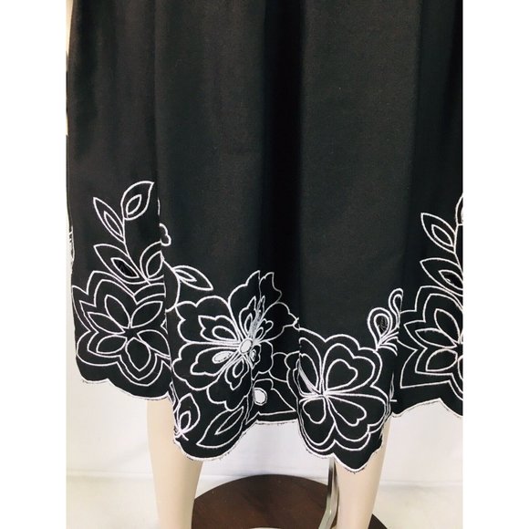 Vintage 90's Y2K Robbie Bee Black Strapless Embroidered Floral Border Dr… - Picture 3 of 7